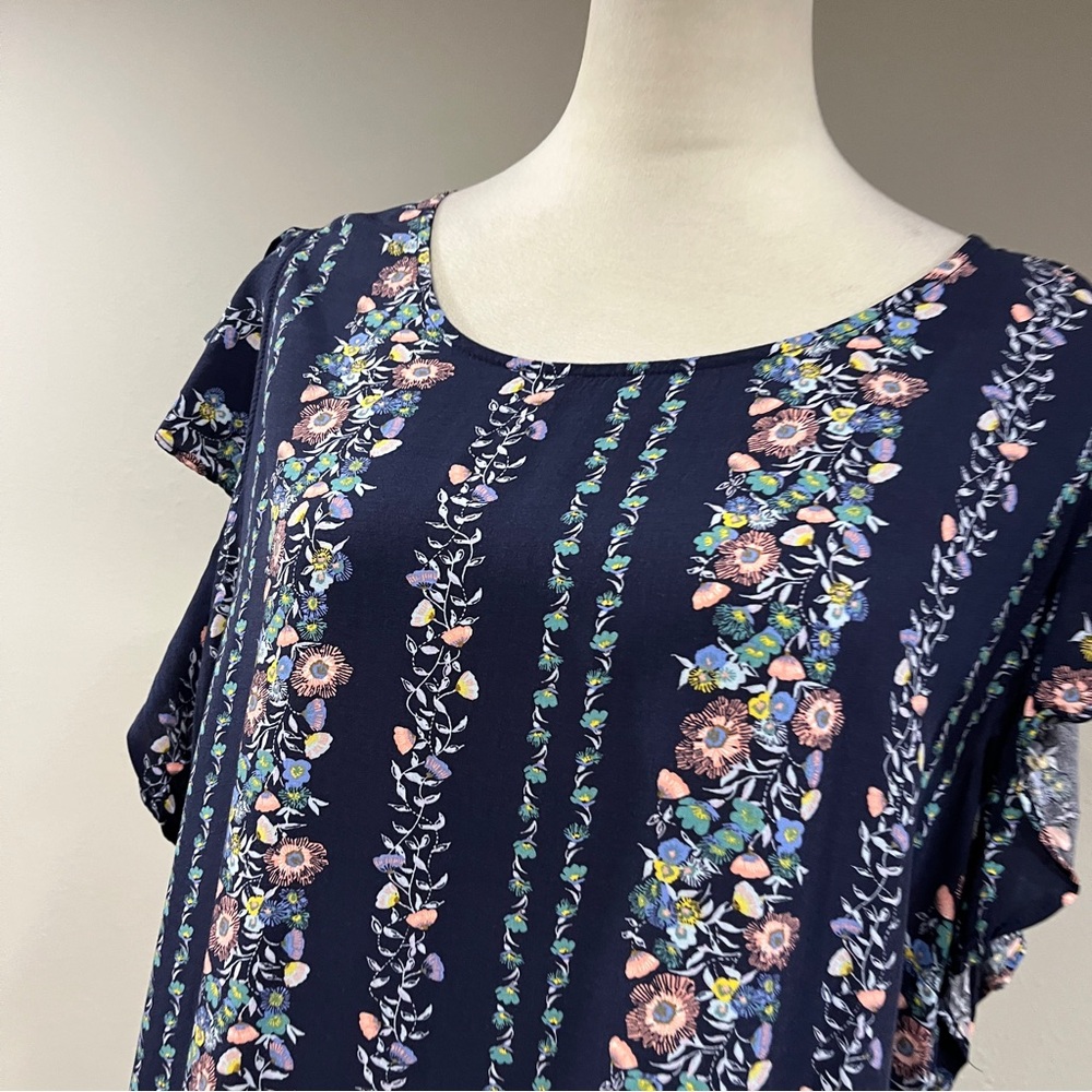 Old Navy Floral Stripe Cap-Sleeve Shift Dress size extra large - Picture 2 of 11